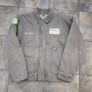 Lapco FR Men's XL Fire Resistant Quilted Full Zip Gray Canvas Work Jacket